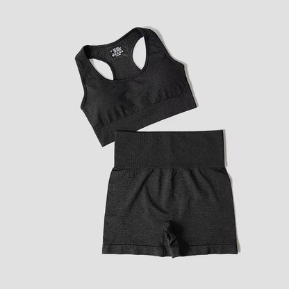 Women Seamless 2PCS Yoga Set Sports Bra High Waist Fitness Gym Shorts Gym Set Running Sportswear Workout Clothes Sports Suits